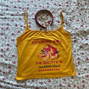 SHEIN Yellow Humming Bird Peaches Camisole
